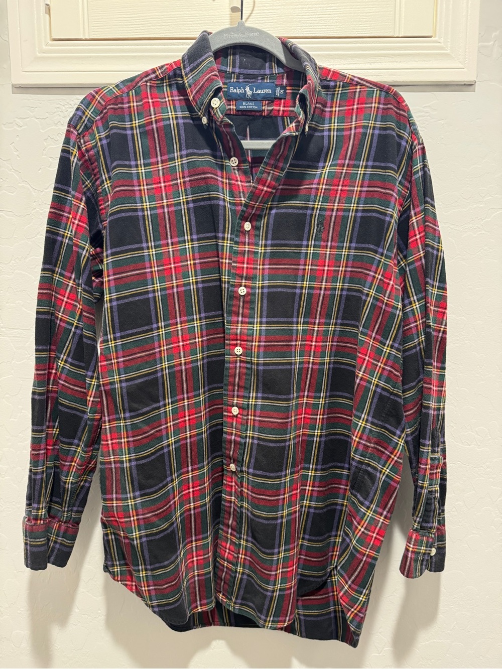 Ralph Lauren Red and Navy Plaid Button-Down Shirt